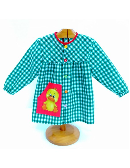 Comprar Bata infantil verde con botones y dibujo de un Patito