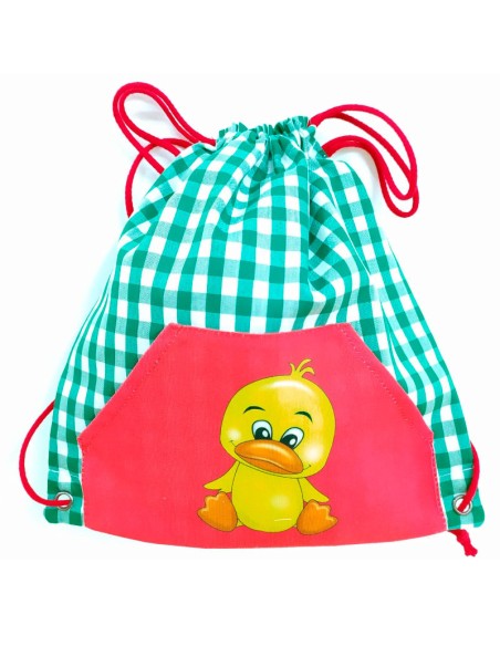 Comprar Saquito Mochila infantil verde para el almuerzo