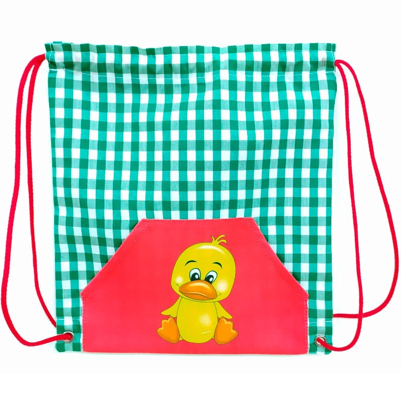 Comprar Saquito Mochila infantil verde para el almuerzo