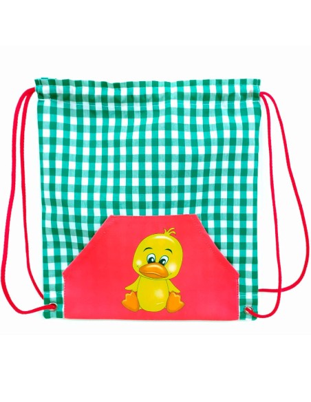 Comprar Saquito Mochila infantil verde para el almuerzo