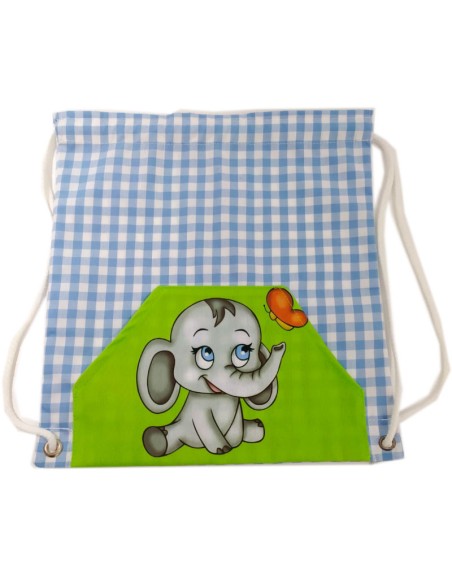 Comprar Saquito Mochila celeste para el almuerzo Elefante