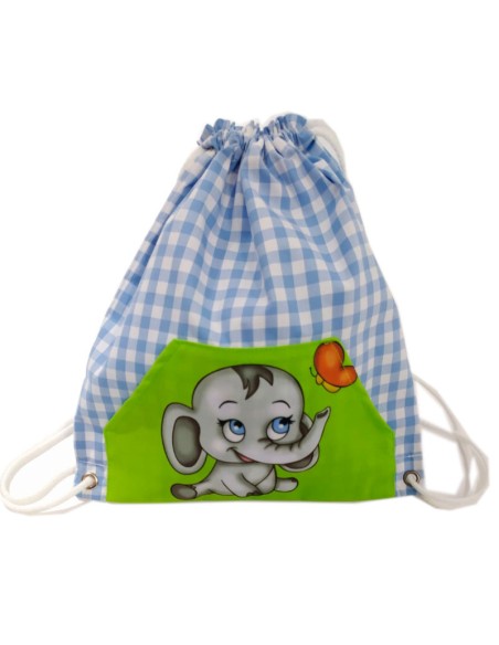 Comprar Saquito Mochila celeste para el almuerzo Elefante