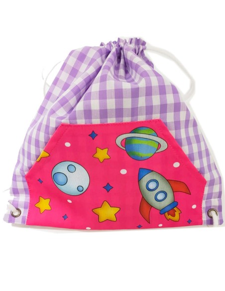 Comprar Saquito Mochila infantil lila para el almuerzo Cohete Comprar Saquito Mochila infantil lila para el almuerzo Cohete