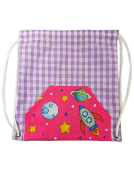 Comprar Saquito Mochila infantil lila para el almuerzo Cohete Comprar Saquito Mochila infantil lila para el almuerzo Cohete