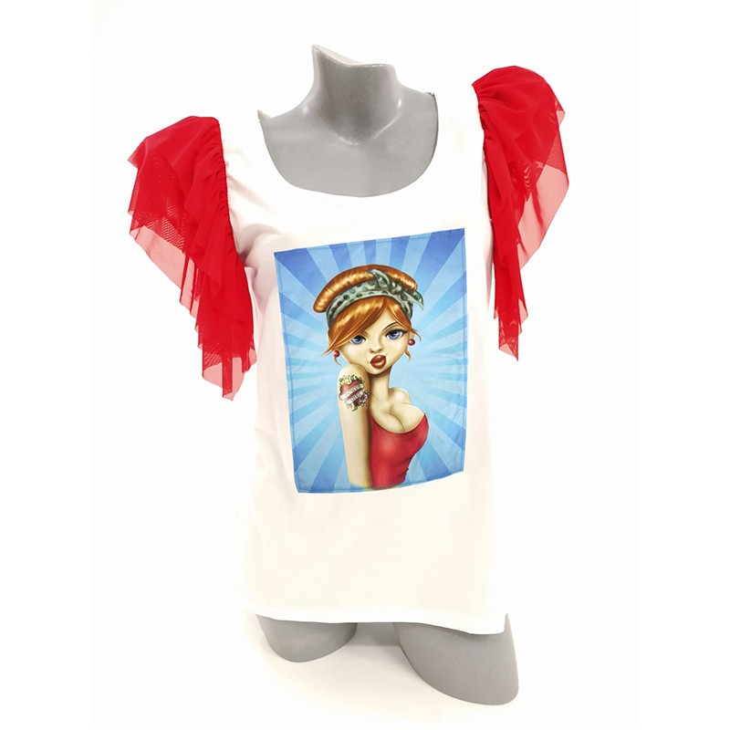 Comprar camiseta diseño con mangas de tul