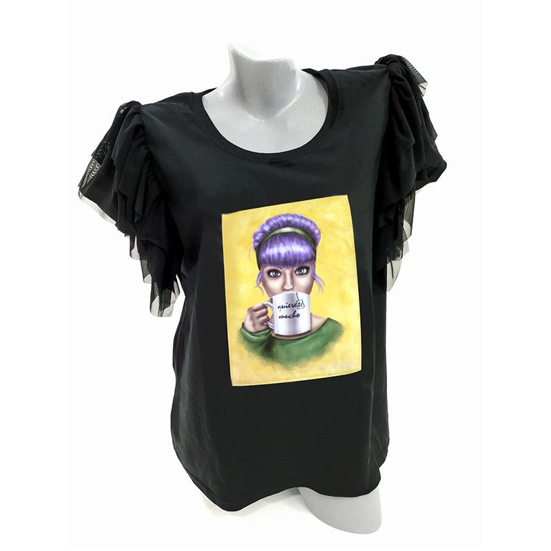 Camiseta de tul negra outlet