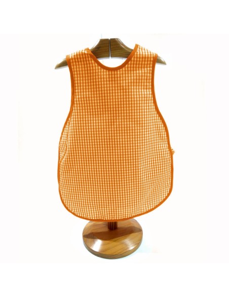 Comprar Bata escolar sin mangas Vichy naranja