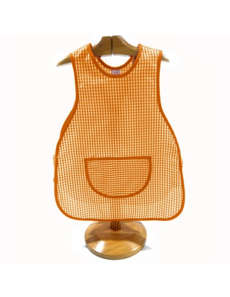 Comprar Bata escolar sin mangas Vichy naranja