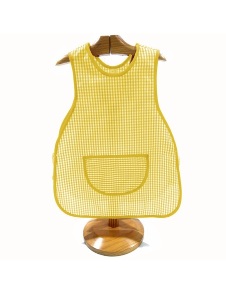 Comprar Bata escolar sin mangas Vichy amarillo