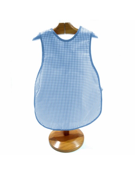 Comprar Bata escolar sin mangas Vichy azul celeste