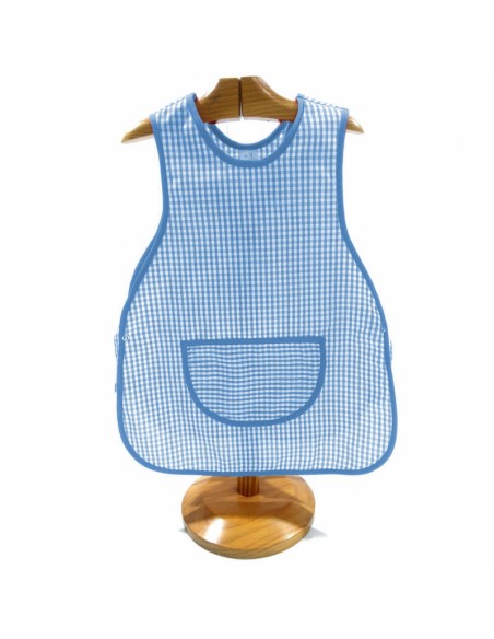 Comprar Bata escolar sin mangas Vichy azul celeste