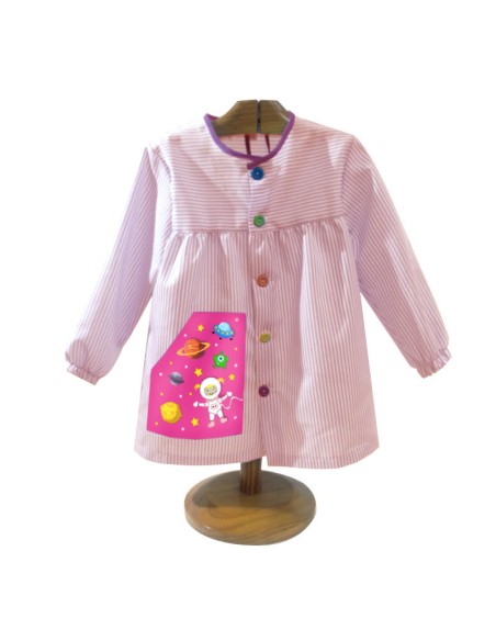 Comprar Bata infantil rosa con botones y dibujo de niña astronauta