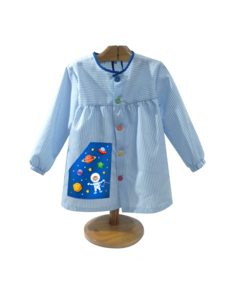 Comprar Bata infantil azul celeste con botones, dibujo niño astronauta