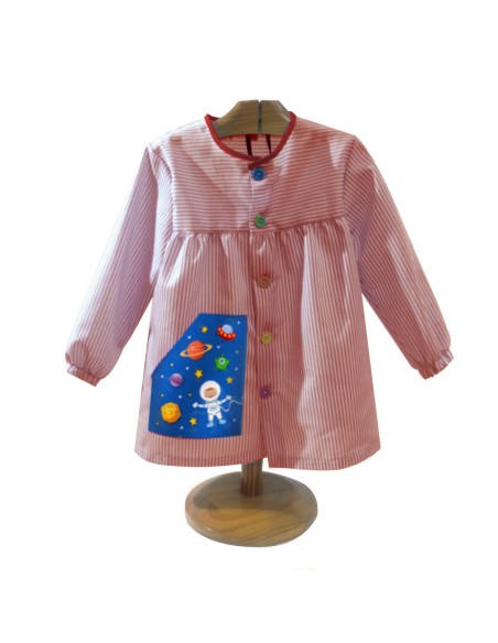Comprar Bata infantil roja con botones y dibujo de un niño astronauta