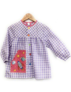 Comprar Bata infantil lila con botones y dibujo espacial Dto. 50%