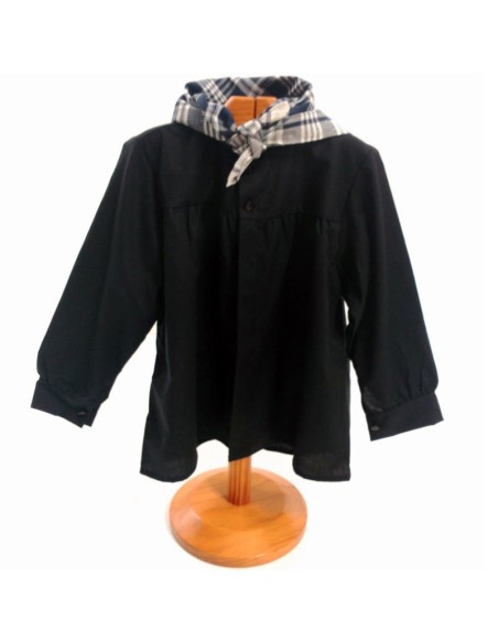 Comprar blusón negro + pañuelo cuadros para niño para fiestas de Alicante Comprar blusón negro + pañuelo cuadros para niño para fiestas de Alicante