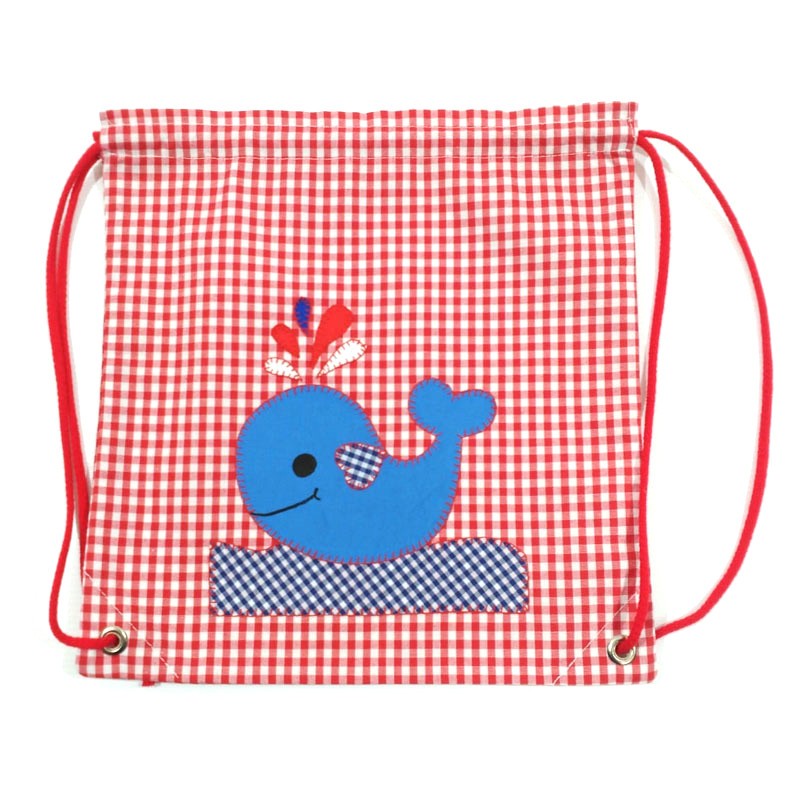 Mochila para muda de tela color rojo - Ballena
