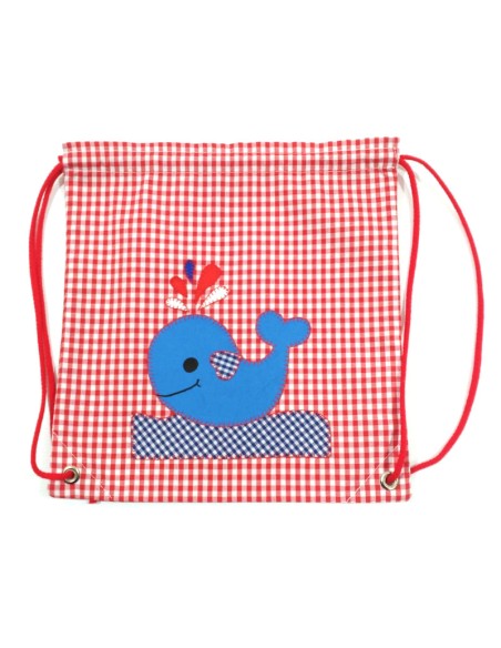 Mochila para muda de tela color rojo - Ballena